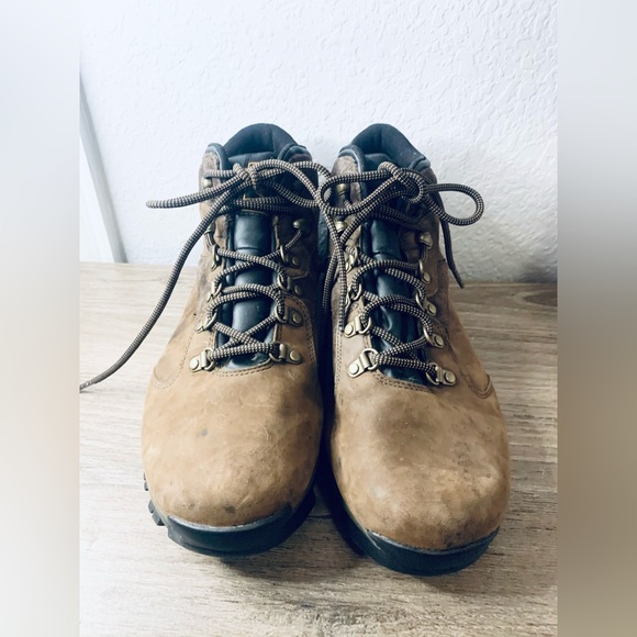 Timberland Rock Rimmon Hiking Boots Brown Mid Top Lace Up Leather Mens US Sz 12w - Picture 2 of 4